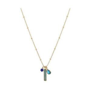 Unwritten 14k Gold Flash Plated Amazonite Charm Necklace - Blue NWT